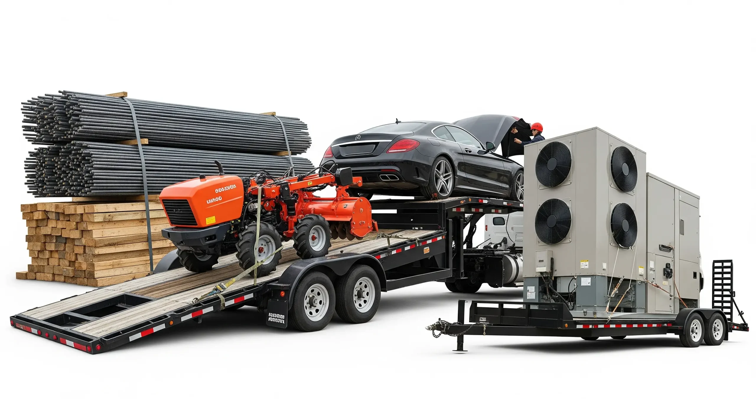 Examples of common freight, from construction materials and industrial equipment to vehicles and specialized good