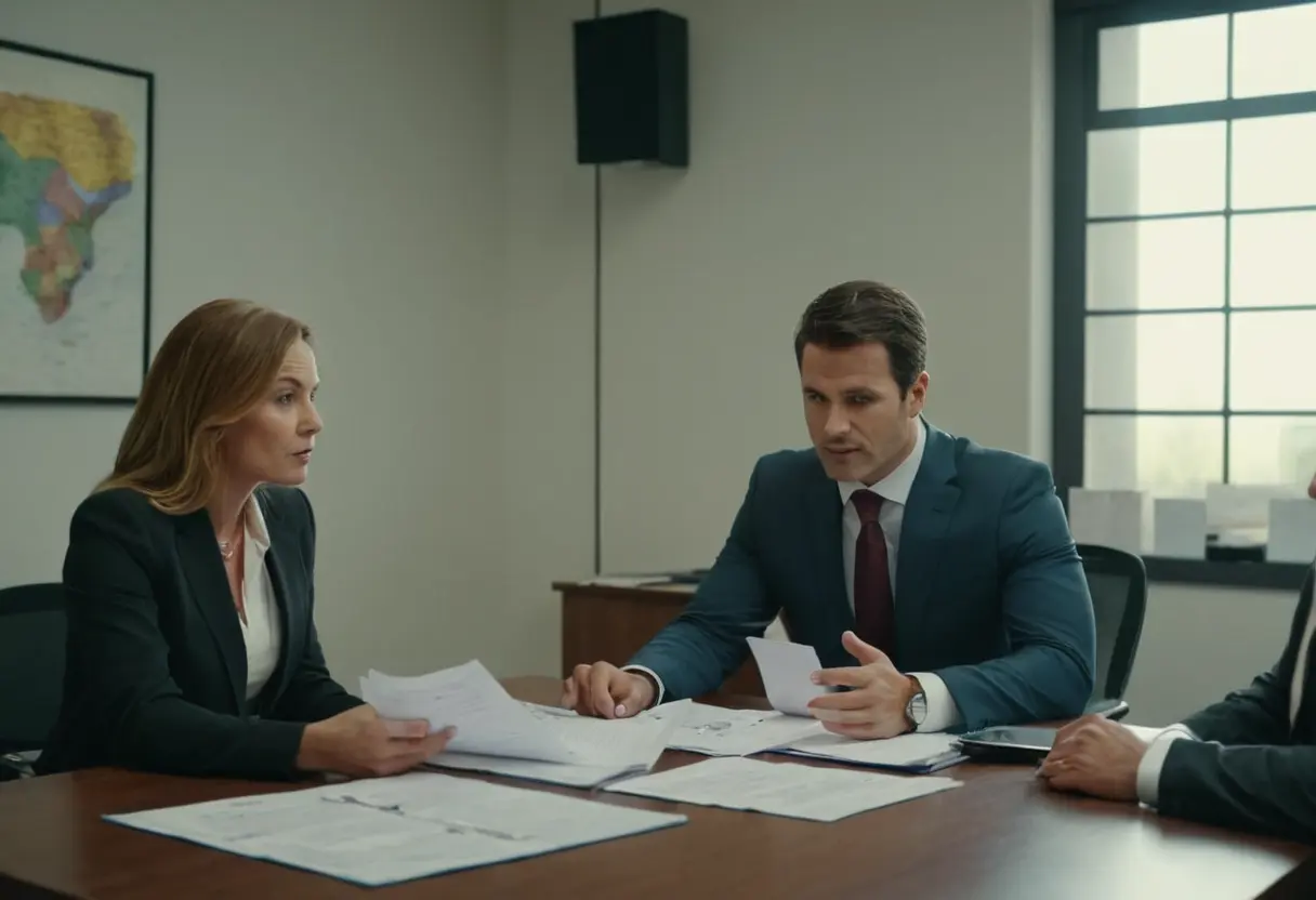 Free consultation meeting between auto insurance lawyer and car accident victim discussing case documents