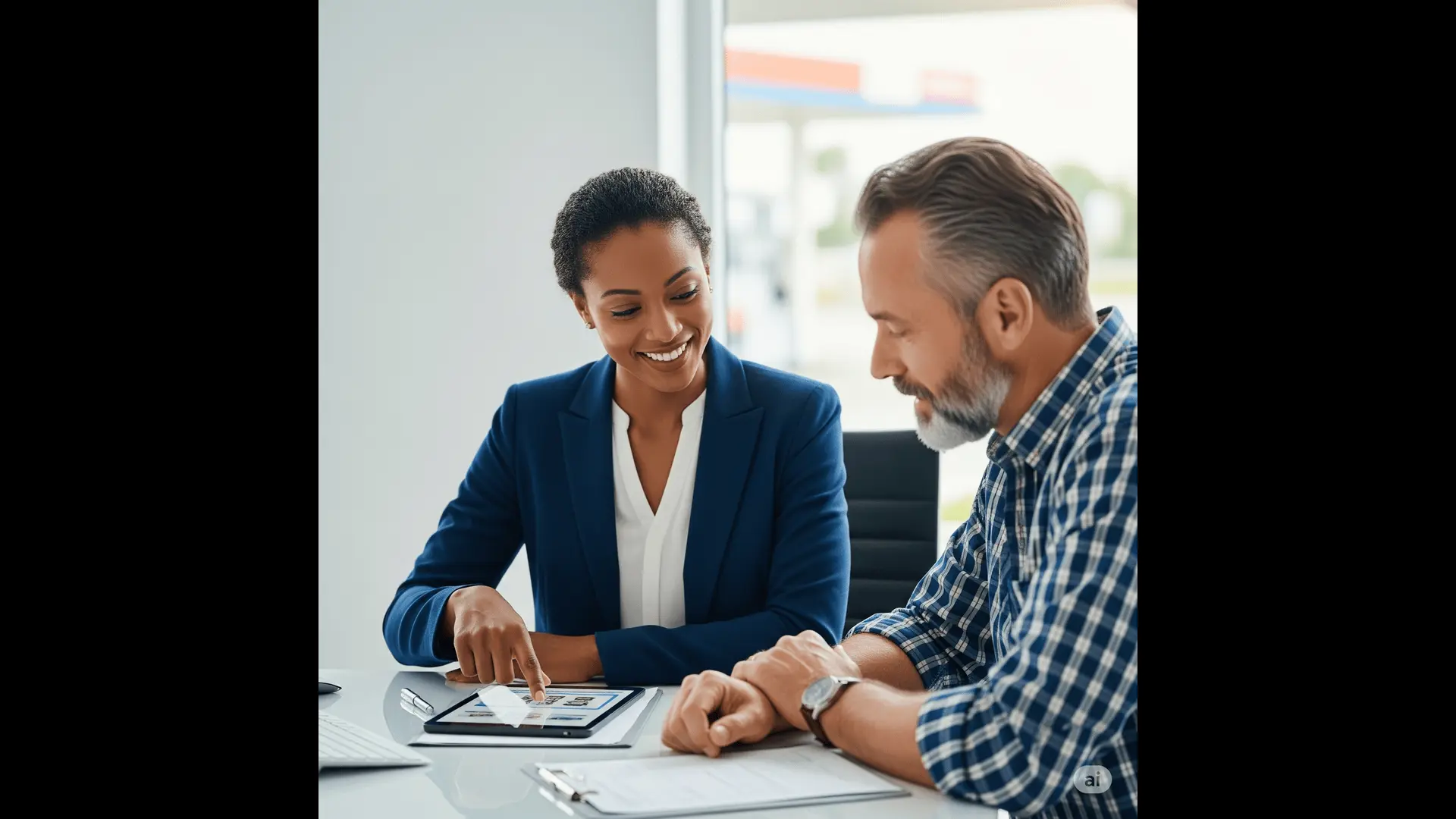 Gas station owner discussing comprehensive insurance policy options with an experienced insurance agent