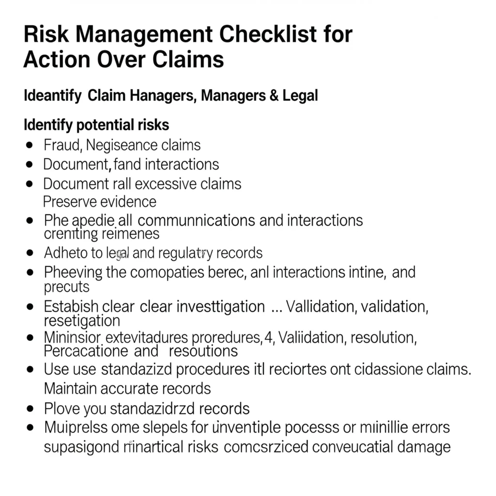 Image related to risk management checklist for action over claims